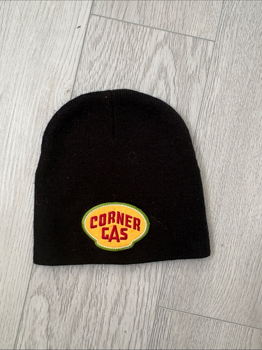 Black Kids Beanie with Yellow Patch